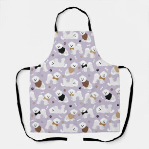 Bichon Frise Bones and Paws Purple Apron