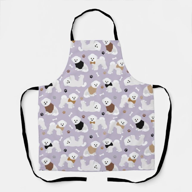 Bichon Frise Bones and Paws Purple Apron (Front)