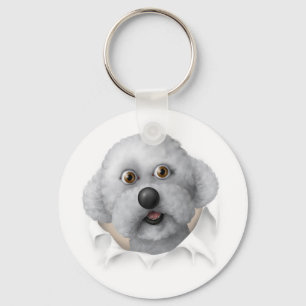 Bichon Frise Busting Out Key Ring