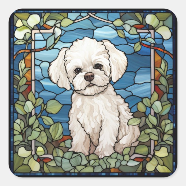 Bichon Frise Card Square Sticker (Front)
