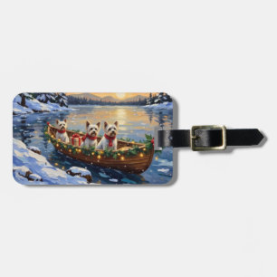 Bichon Frise Christmas Boat Holiday Luggage Tag