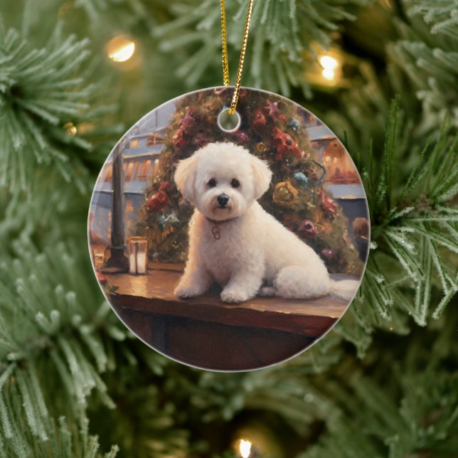 Bichon Frise Christmas Cruise: Pawsome Holiday  Ceramic Ornament (Tree)