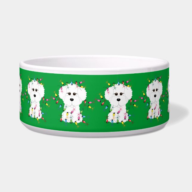 Bichon Frise Christmas Dog Bowl (Front)