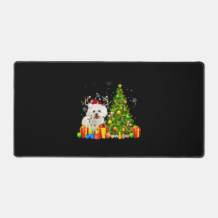 Bichon Frise Christmas Dog Lover Xmas Santa Desk Mat