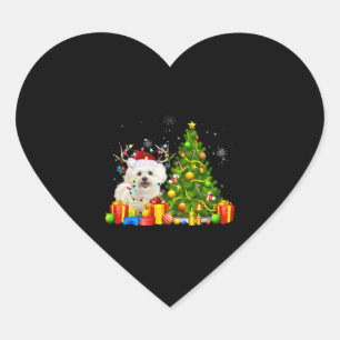 Bichon Frise Christmas Dog Lover Xmas Santa Heart Sticker