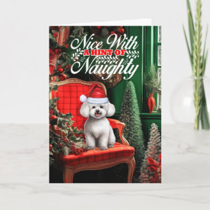 Bichon Frise Christmas Dog Naughty or Nice Holiday Card