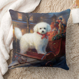 Bichon Frise Christmas Festive Season Cushion