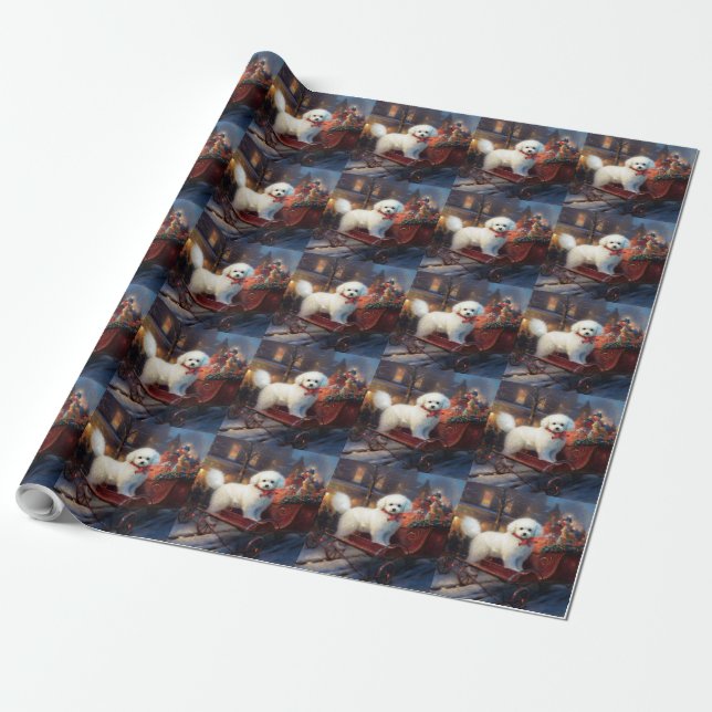 Bichon Frise Christmas Festive Season  Wrapping Paper (Unrolled)