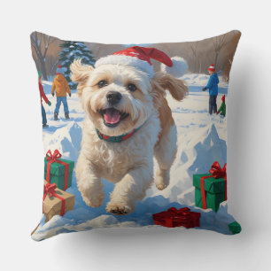 Bichon Frise Christmas Festive Snow Scene Cushion