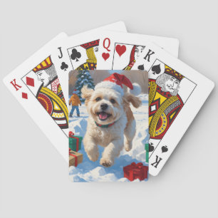 Bichon Frise Christmas Festive Snow Scene Playing Cards