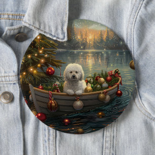 Bichon Frise Christmas Festive Voyage 6 Cm Round Badge