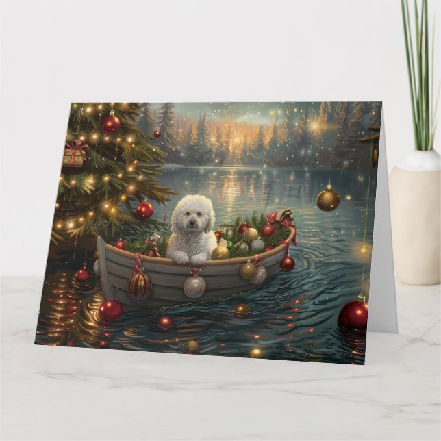Bichon Frise Christmas Festive Voyage Card (Front)