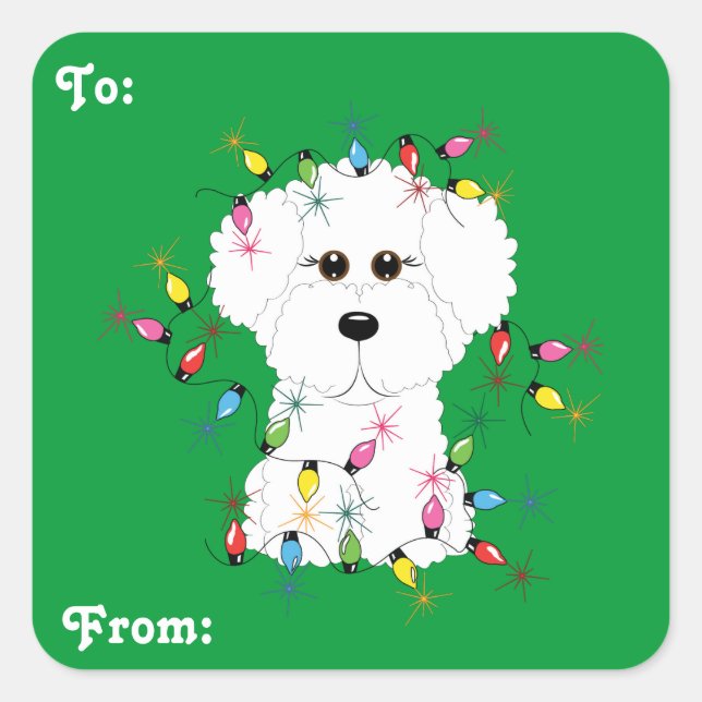 Bichon Frise Christmas Gift Stickers (Front)
