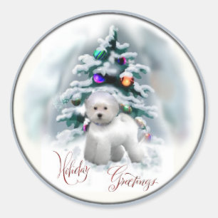 Bichon Frise Christmas Gifts Classic Round Sticker