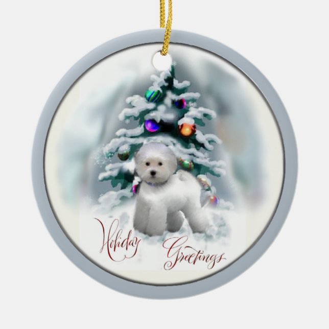 Bichon Frise Christmas Gifts Ornament (Front)