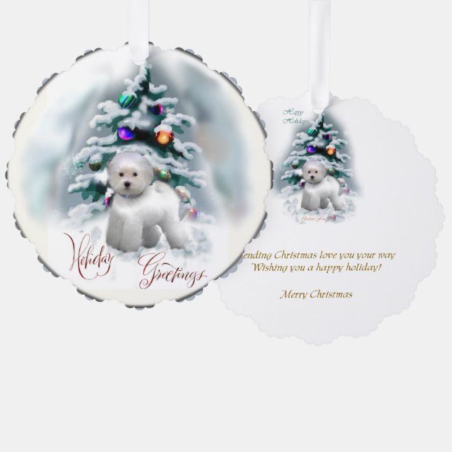Bichon Frise Christmas Gifts Tree Decoration Card (Front/Back)