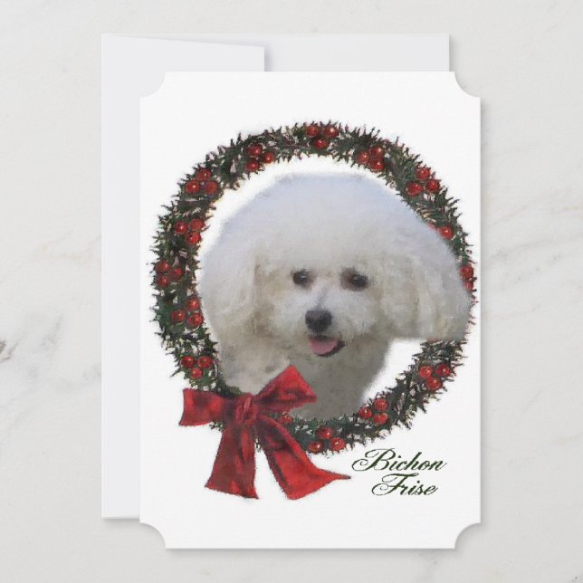 Bichon Frise Christmas Holiday Card (Front)