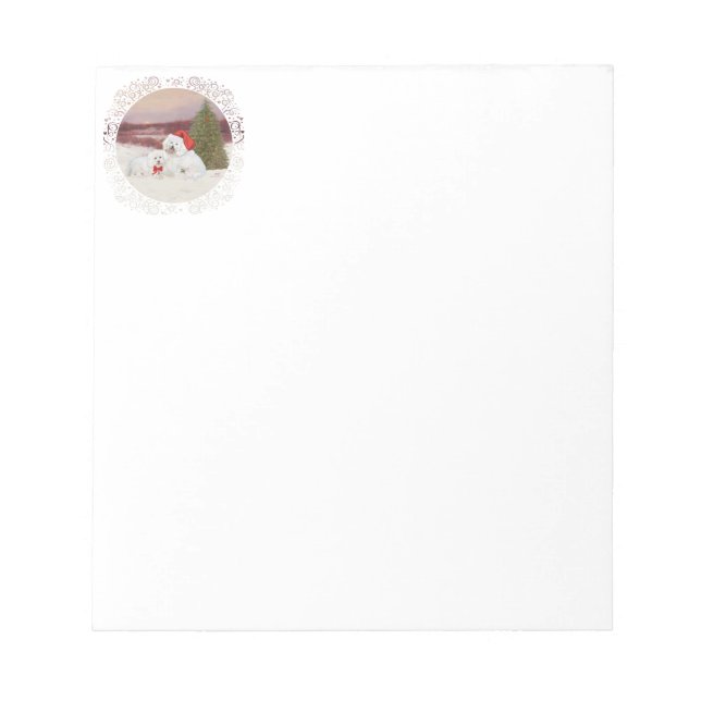 Bichon Frise Christmas Notepad (Front)