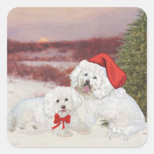 Bichon Frise Christmas Square Sticker