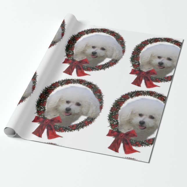 Bichon Frise Christmas Wrapping Paper (Unrolled)