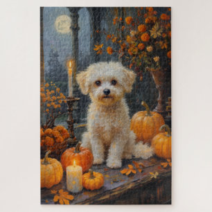Bichon Frise Cosy Gothic Halloween Artwork Jigsaw Puzzle