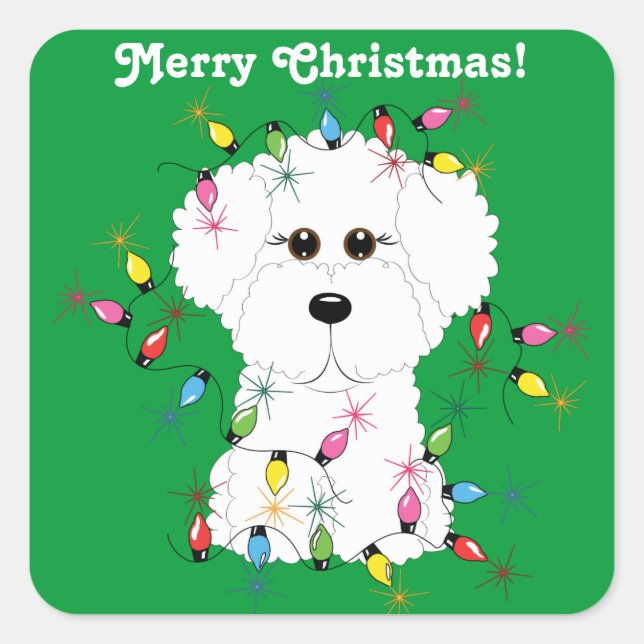 Bichon Frise Customisable Christmas Stickers (Front)