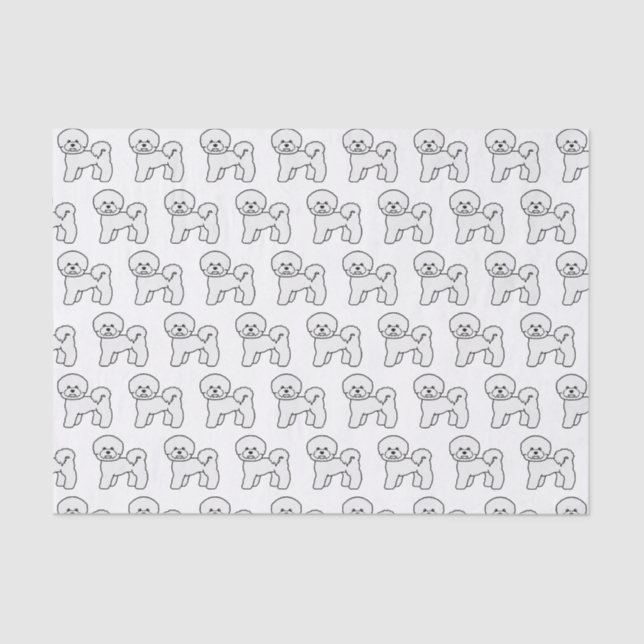 Bichon Frise Cute Cartoon Dog Illustration Pattern Tissue Paper (Front)