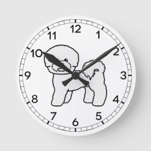 Bichon Frise Cute Cartoon Dog Illustration Round Clock
