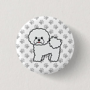 Bichon Frise Cute Cartoon Dog & Paws 3 Cm Round Badge