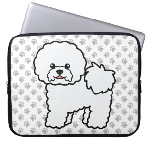 Bichon Frise Cute Cartoon Dog & Paws Laptop Sleeve