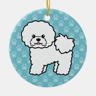 Bichon Frise Cute Dog Illustration Ceramic Tree Decoration