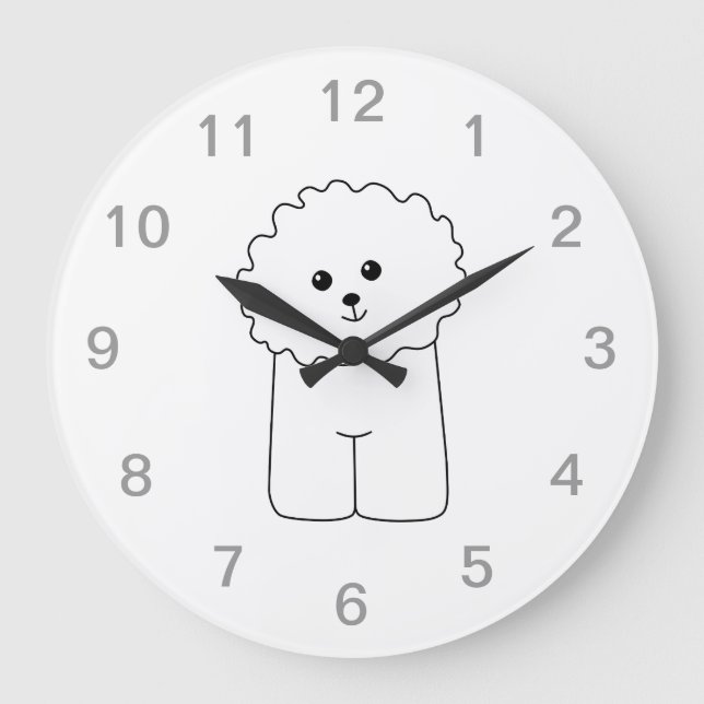 Bichon Frise, Cute Dog. Large Clock (Front)