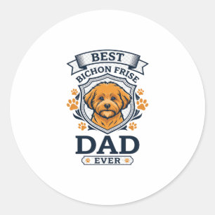 Bichon Frise Dad Ever Dog Paw Prints Classic Round Sticker