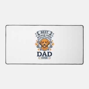 Bichon Frise Dad Ever Dog Paw Prints Desk Mat