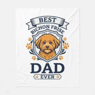 Bichon Frise Dad Ever Dog Paw Prints Fleece Blanket