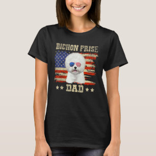 Bichon Frisé Dad Merica American Flag Dog Men July T-Shirt