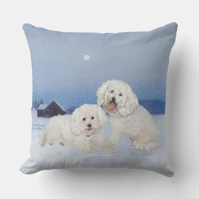 Bichon Frise December Evening Cushion (Front)