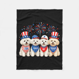 Bichon Frise Dog 250 Years Aamerican 1776 2026 4th Fleece Blanket