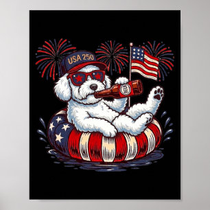 Bichon Frise Dog 250th Aamerica Patriotic Usa 4th Poster
