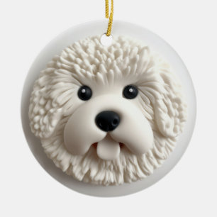 Bichon Frise Dog 3D Inspired Ceramic Ornament