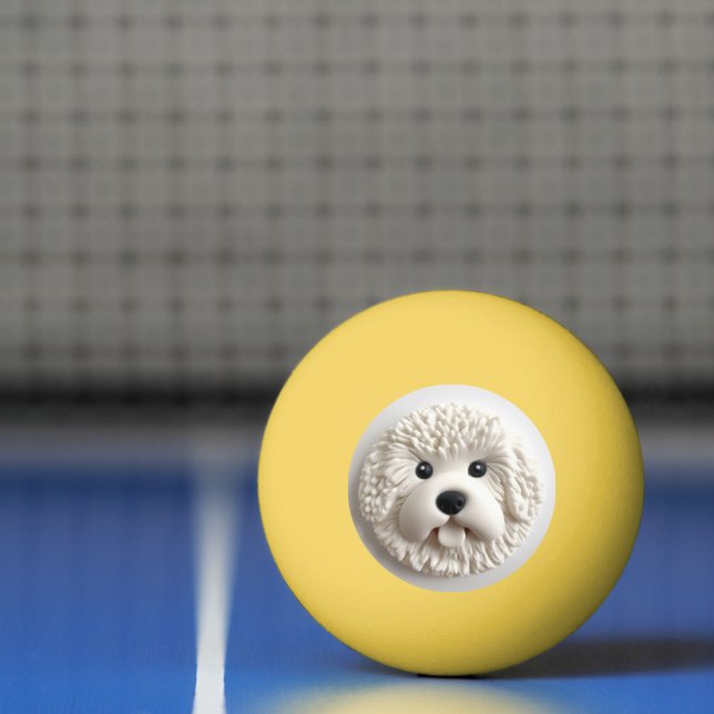 Bichon Frise Dog 3D Inspired Ping Pong Ball (Net)