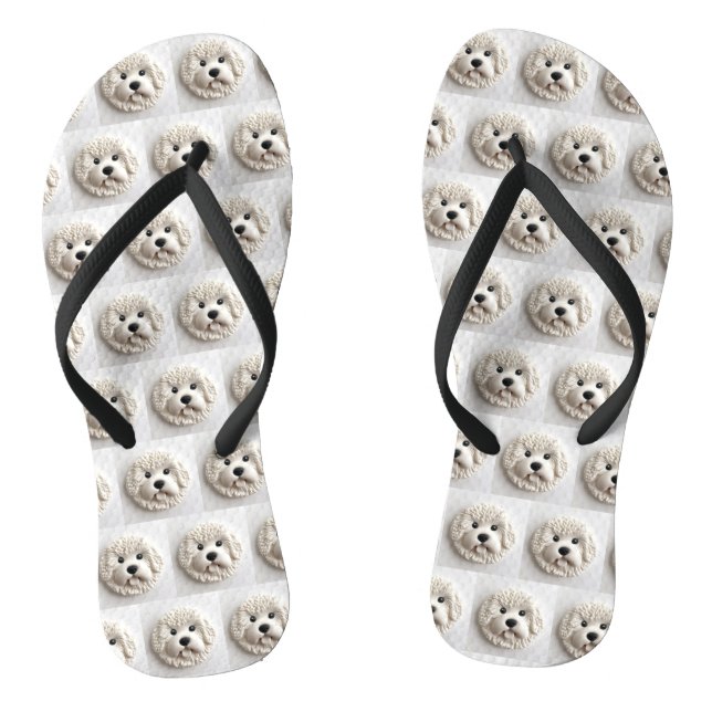 Bichon Frise Dog 3D Inspired Thongs (Footbed)