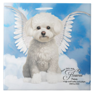 Bichon Frise Dog Angel Custom Pet Memorial Ceramic Tile