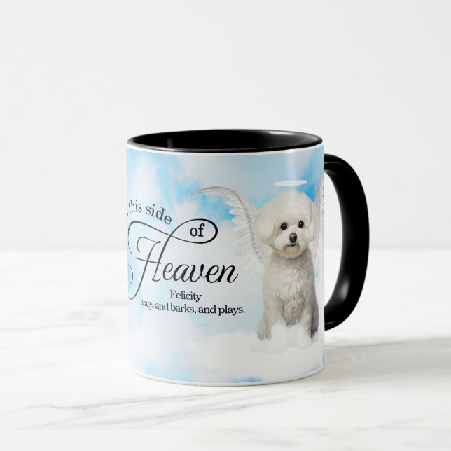 Bichon Frise Dog Angel Custom Pet Memorial Mug (Front Right)