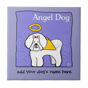 Bichon Frise Dog Angel Personalise Ceramic Tile