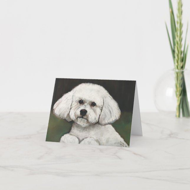Bichon Frise Dog Art Note Card (Front)