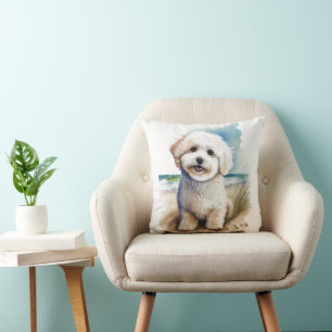 Bichon Frise Dog Art Painting Cushion