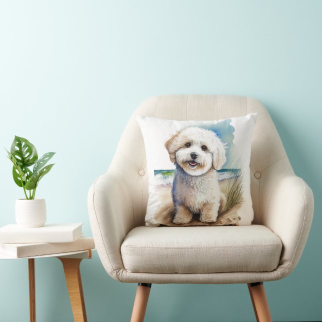 Bichon Frise Dog Art Painting Cushion (Chair)