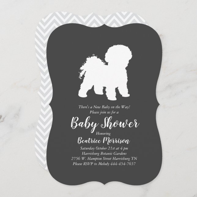 Bichon Frise Dog Baby Shower Gender Neutral Invitation (Front/Back)