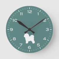Bichon Frise Dog Breed Silhouette Round Clock